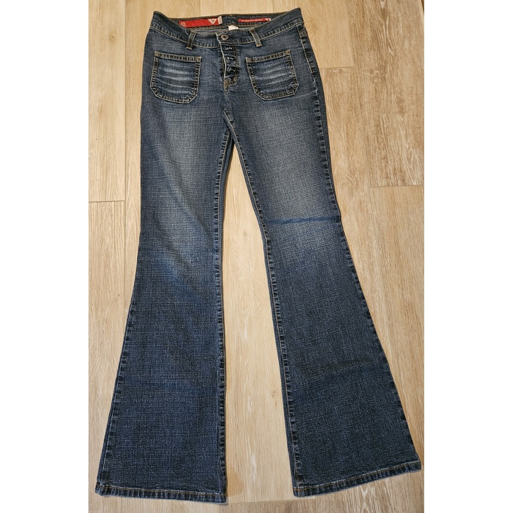 Vintage Guess Jeans USA red label stretch denim Jeans Sz 27 Dark Wash Flare